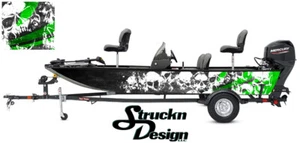 Skulls Graphic Abstract Fishing Bass Boat Wrap Decal Vinyl Pontoon Lime Black - Picture 1 of 1
