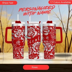 40 Unzen Personalisierter Rosenbecher mit Namen, Individueller Blumenbecher Geschenk - Bild 1 von 10