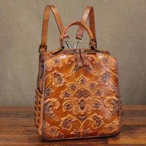 Backpack Purse for Women Genuine Leather Retro Satchel Knapsack Rucksack Daypack - Picture 1 of 18