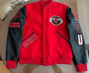 NBA HOUSTON ROCKETS TRIPLE RED & BLACK WOOL MEN'S VARSITY JACKET SIZE: M - Picture 1 of 13