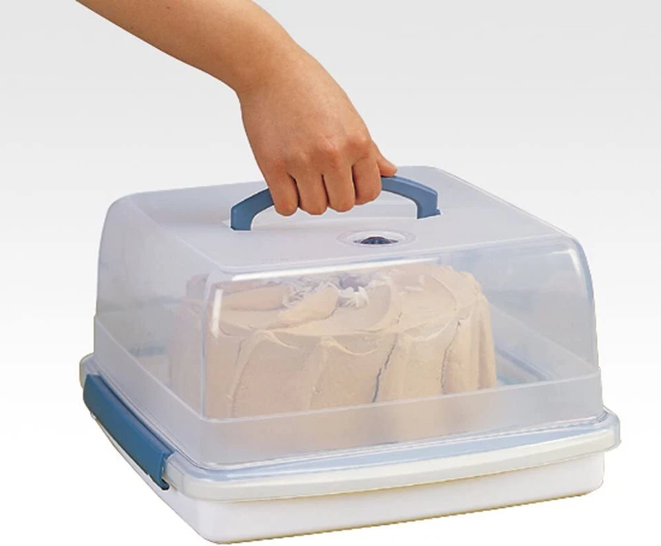 Cake Storage Box Square Lock & Lock Plastic with Handle Lid Clear Lockable 12.6L - Image 1 of 4