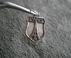 Paris France Eiffel Tower Vintage Silvertone Travel Charm Shield Pendant  1.0g