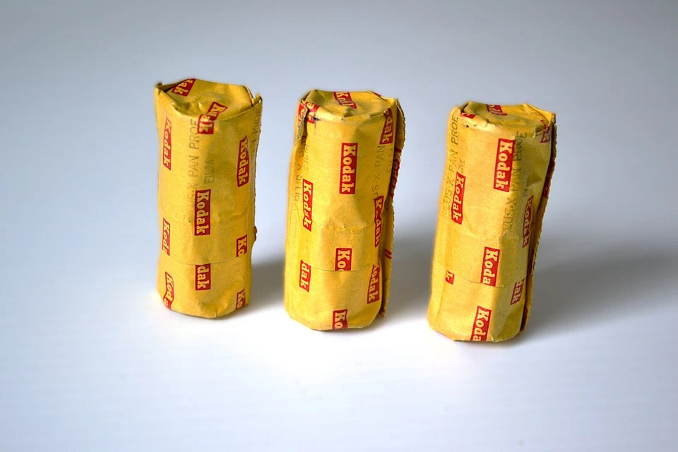 3 Rolls Vintage Kodak Plus-X Pan  Black  White Film, Exp unknown, Metal Reels - Image 1 of 1