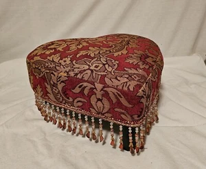 Heart Shaped Footstool Red & Gold Fringe Dangle Plastic 14"W X 6" Tall - Read!! - Picture 1 of 6