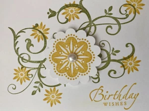 Stampin Up Card Kit Set di 4 "Auguri di Compleanno" Fiore Giallo - Foto 1 di 3
