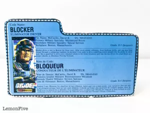 G.I JOE - BLOCKER - FILE CARD - Original Canadian Version Vintage ARAH Cobra - Picture 1 of 1