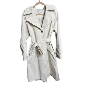 Via Spiga Women's Large Cream Trench Coat Waist Tie Minimalist Classic Career - Picture 1 of 10