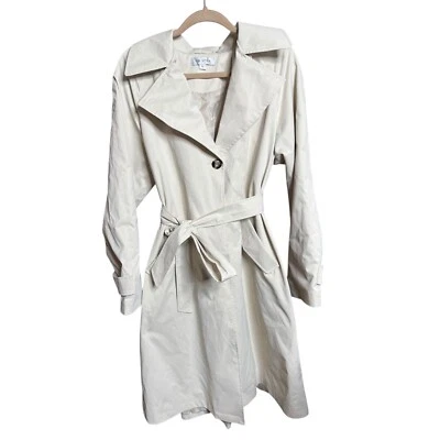 Trench coat grande crema Via Spiga para mujer corbata minimalista clásico carrera Foto 1 de 4