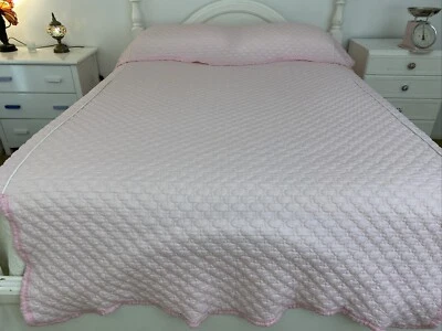 Colcha/cubierta doble sintética acolchada rosa arrugado furgoneta retro vintage Foto 1 de 4