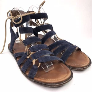 Frye Damen-Sandalen 8,5 Blair Side Ghillie blau Wildleder Gladiator Riemen Spitze - Bild 1 von 10