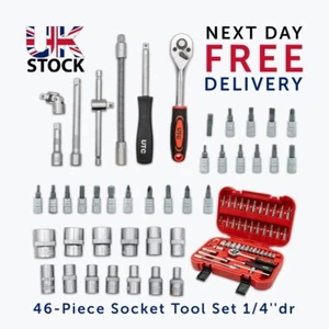 Set di Prese 46 Pezzi 1/4" Set di Prese e Cricchetti con Punte da Trapano Chiave Torx - Foto 1 di 15