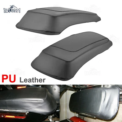 PU Leather Hard Saddlebag Lid Covers For Harley Touring Street Electra Glide - Image 1 of 4