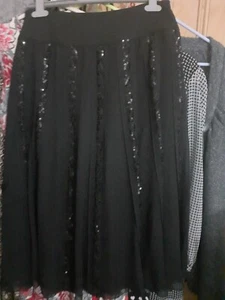 Pretty Black Sequined Skirt From Debenhams Size 10 - Picture 1 of 10