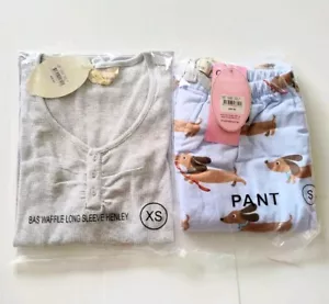 PETER ALEXANDER Long Sleeve PJs Pyjamas Set BNWT Dachshund XS 6-8 Flannel Pants - Picture 1 of 7