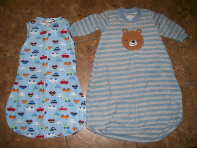 Carters Sleep Sack Blanket Fleece 3-6 M & Summers Cars Fleece Sac S-M 7-14 lbs - Image 1 of 3