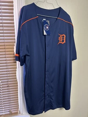 Detroit Tigers Jersey XL Navy Blue Majestic Adult Baseball Shirt NWT Authentic - Image 1 of 4