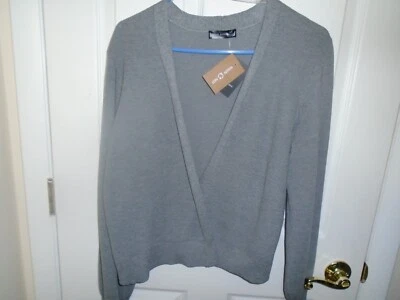 VERVE AMI GRIS MEDIO ABIERTO FRENTE PUNTO CÁRDIGAN SUÉTER TALLA MEDIANA (S2086) Foto 1 de 4
