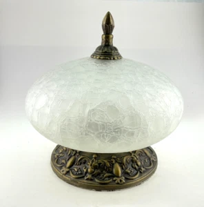 VTG Semi Flush Mount Ceiling Light Fixture HEDCO Inc. NY Brass & Crackle Glass - Imagen 1 de 14