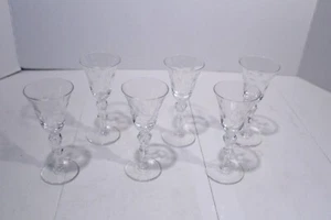 6 Nancy Prentiss Thumbprint Cordial 4.75” Mid-Century Elegant Cut Glass - Picture 1 of 8