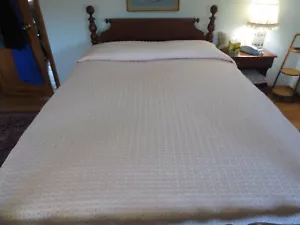Morgan Jones POPCORN w/SILVER THREAD Pale Peach/Flesh COTTON BEDSPREAD-92"x108" - Picture 1 of 8