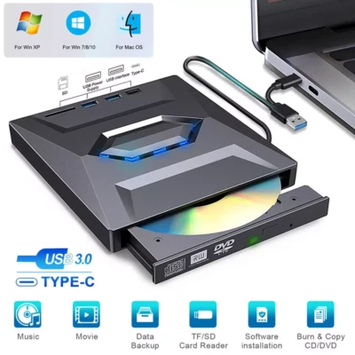 External CD/DVD Drive Disk Player for USB 3.0 Type-C Laptop PC MacBook Windows  - Image 1 of 4