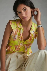 NEU ANTHROPOLOGIE Ashlee Rüschen Bluse Top XS von Maeve gelb geblümt - Bild 1 von 6