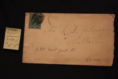 Scott US 184 on cover Boston 5 to New Haven CT w/bs (#248) - Image 1 of 2