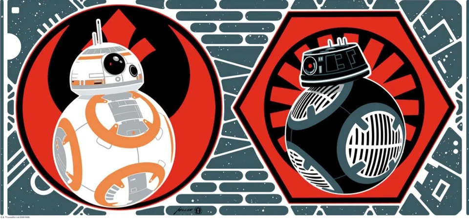 Star Wars: The Last Jedi BB-8 BB-9E Lithograph Art Poster SIGNED 24x12 NEW - Image 1 of 1