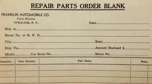 Franklin Automobile Company Parts Invoice Blank  Envelope Syracuse NY 1930s - Picture 1 of 7