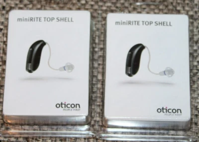 Lote de 2 cubiertas Oticon miniRITE Top Shell plateadas para audífonos-BRC Foto 1 de 4