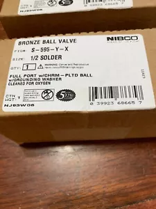 NIBCO BRONZE BALL VALVE S-595-Y-X 1/2 SOLDER ~ NEW - Picture 1 of 4
