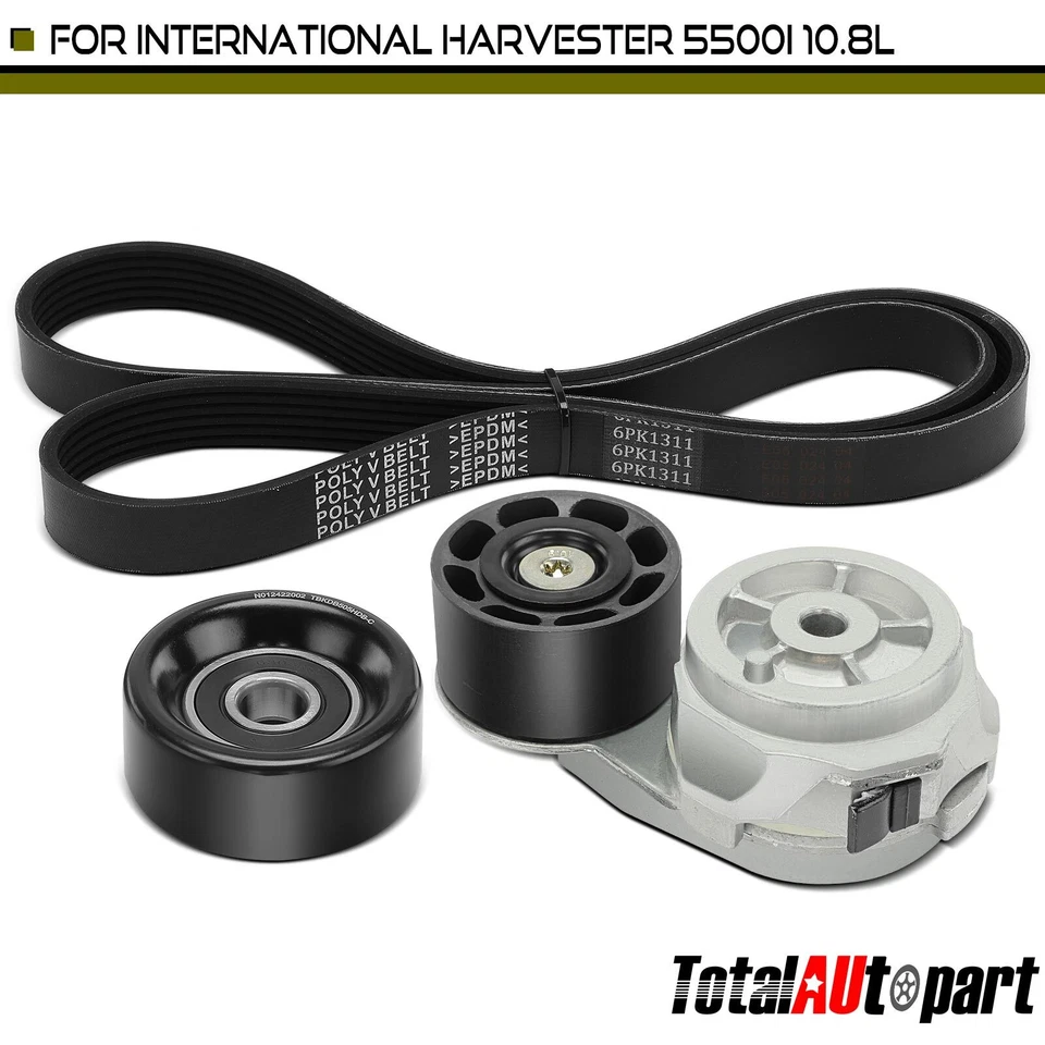Kit de 3 componentes de transmisión por correa Serpentine para cosechadora Internacional 7600 03-07 Foto 1 de 4