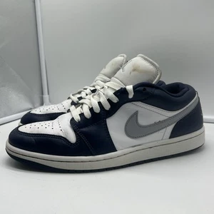 Air Jordan 1 Low Midnight Navy Sneakers 553558 141 Men's Size 8.5 - Picture 1 of 5