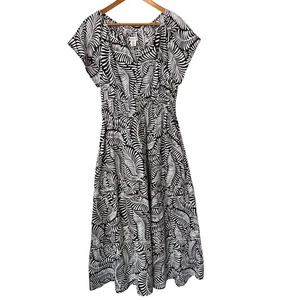 Rachel Zoe Medium Maxi Dress Linen Blend Pin Tuck Skirt Cap Sleeves Coastal Boho - Picture 1 of 13