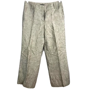 Pantalone Talbots donna tg 10 marrone lino gamba dritta largo pantalone foderato - Foto 1 di 8