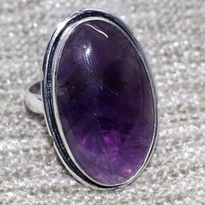 Natural Amethyst 925 Silver Plated Handmade Ring US 8 Exquisite Jewelry GW - Picture 1 of 3