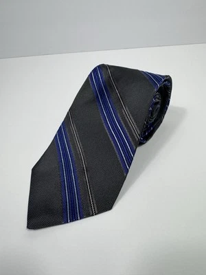 "Corbata de seda Brooks Brothers hecha en EE. UU. 3,25"" para hombre 57,5"" nueva con etiquetas gris azul a rayas" Foto 1 de 4
