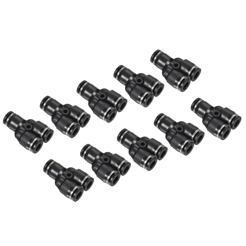 10Pcs Y Shape 1/4" Push to Connect Pneumatic Air Line Fitting Black - Imagem 1 de 4