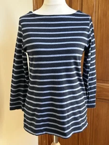 TOAST T- Shirt Top Blue Stripe Boat Neck Size Small - Picture 1 of 13
