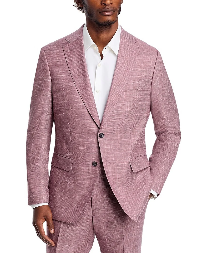 Hugo Boss Hombres Traje Ajustado Chaqueta Blazer 44 R Rosa Sólido Foto 1 de 1