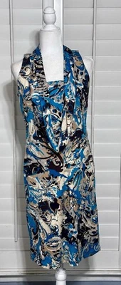 Badgley Mischka Size 6 Silk Abstract Cowl Neck Lined Dress Flattering Formal - Image 1 of 4