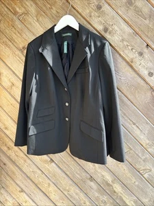 RALPH LAUREN Women's Blazer Size 14w Emblem Button Black Equestrian LRL RL PLUS - Picture 1 of 4