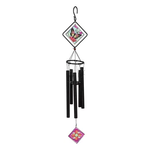 Avria Buntglas handgestimmtes Windspiel, Monarch Schmetterling, 36" - Bild 1 von 3