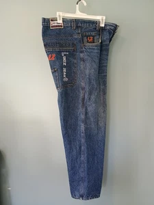 Vintage Y2K LugZ Baggy Jeans Gr. 40x30 Faded Blue Denim Reißverschlusstasche Grunge - Bild 1 von 8