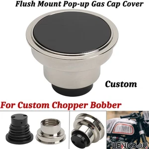1PC Black Flush Mount Pop-up Gas Cap Cover Weld In Bung Custom Chopper Bobber - Picture 1 of 13