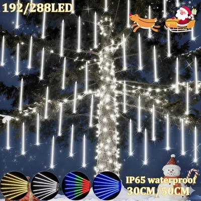 Outdoor Meteor Shower Light 192/288 LED Snow Falling Icicle Cascading Light XMAS - Image 1 of 4