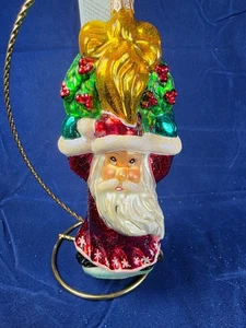 Vintage Christopher Radko Glass Christmas Ornament "Santa Jubilee" 1999 Wreath T - Picture 1 of 4