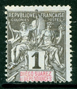 France Colonies 1892 Diego Suarez 1¢ Black Scott #25 Mint G2 - Picture 1 of 6