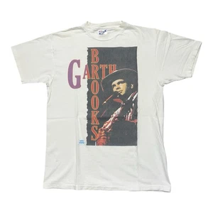 Vintage Garth Brooks Shirt Mens Large White 1991 Winterland Lyric Made USA 90s - Picture 1 of 8