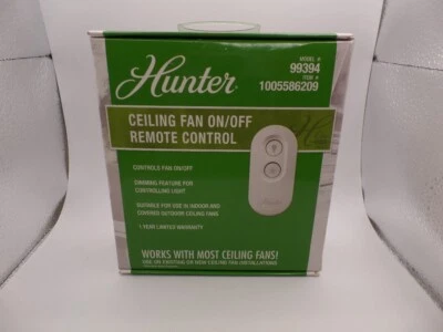 HUNTER 99394 UNIVERSAL On/Off DAMP RATED CEILING FAN REMOTE CONTROL WHITE - Image 1 of 4